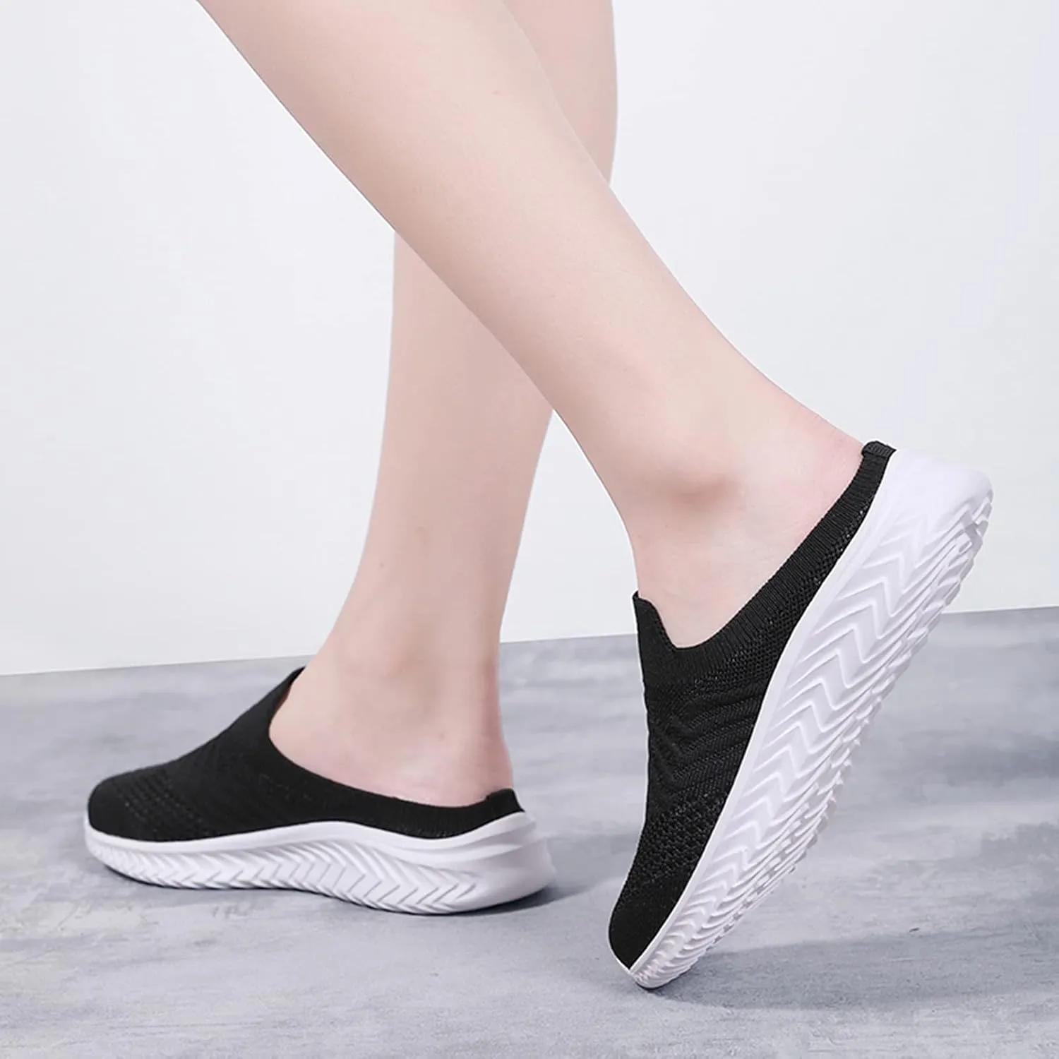 Women's Backless Slip on Mesh Sneakers Shoes Mens Running Shoes Walking Women's Casual Shoes Black Platform Sneaker Tennis Shoe Loafers Casual Slip On