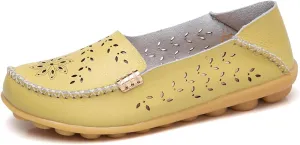 Womens Boat Shoes Comfort Walking Cute Flat Loafer Hollow Flowers Breathable Sandals, Summer Casual Closed Toe Flat Sandals Comfortable Slip On Boat Shoe All Day Comfort