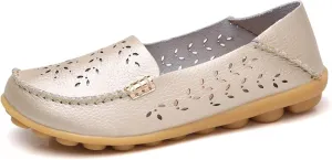 Womens Boat Shoes Comfort Walking Cute Flat Loafer Hollow Flowers Breathable Sandals, Summer Casual Closed Toe Flat Sandals Comfortable Slip On Boat Shoe All Day Comfort