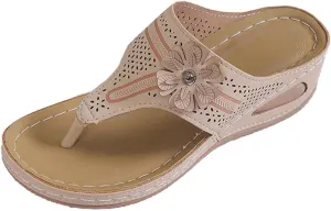 Women's Breathable Wedge Thong Sandals Lightweight Summer Beach Slides For Walking Travel Casual Outdoor Footwear