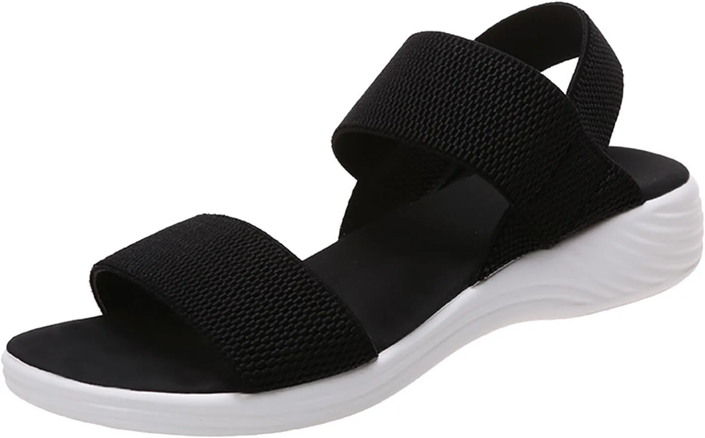 Women's Casual Platform Open Toe Wedge Sandals Ankle Strap Flat Walking Air Cushion Comfort Slippers