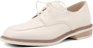 Women's Classic Lace Up Loafers Flats Square Toe Leather Low Heels Work Office Dress Oxford Shoes