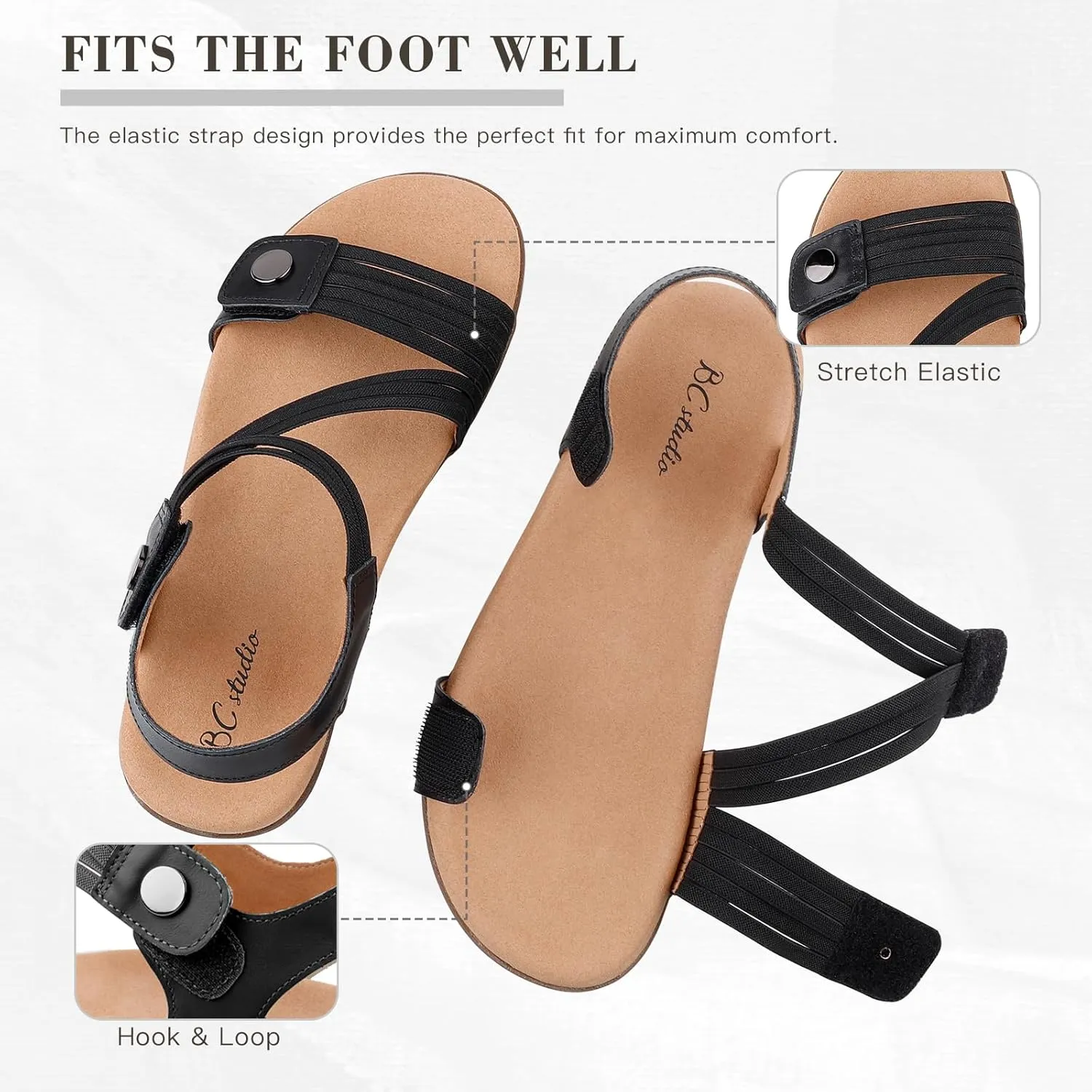 Women's Comfort Orthopedic Sandals with Arch Support Summer Walking Casual Flats Shoes