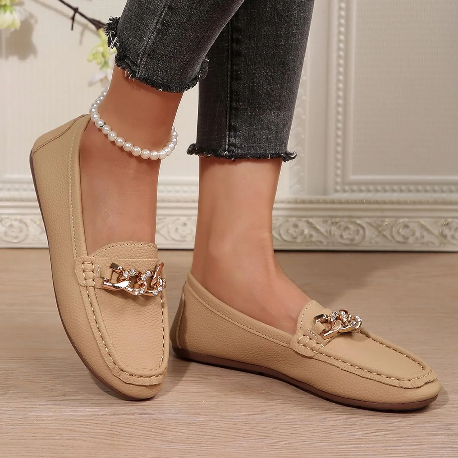 Women's Comfortable Lightweight Leather Loafers Walking Shoes Cute Business Casual Formal Work Flat Shoes