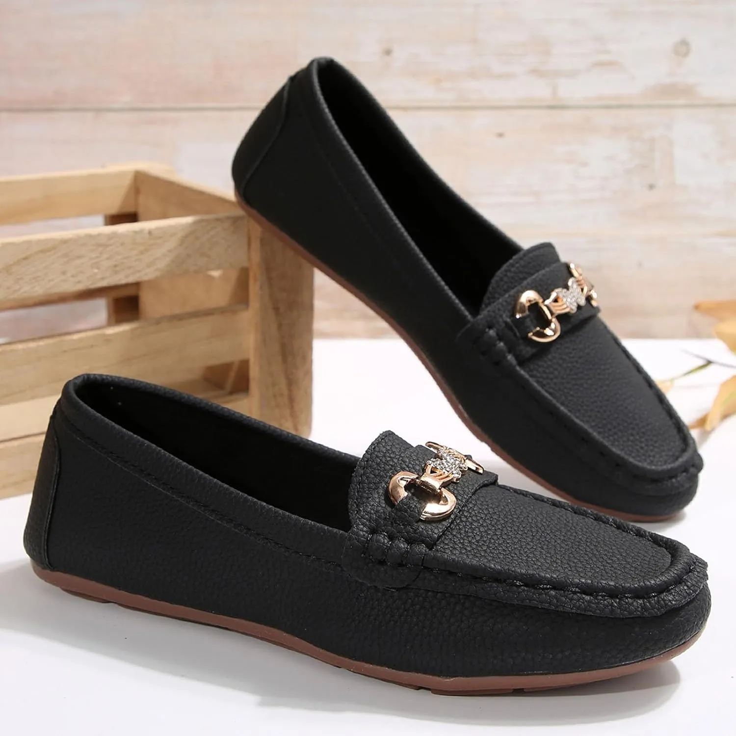 Women's Comfortable Lightweight Leather Loafers Walking Shoes Cute Business Casual Formal Work Flat Shoes