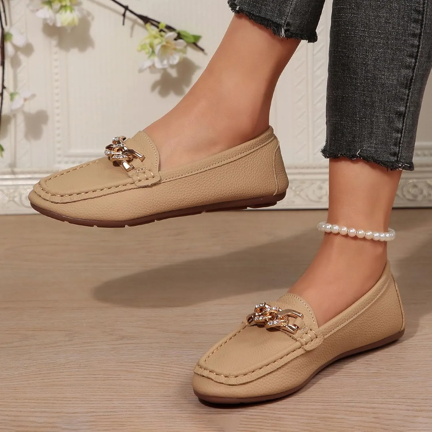 Women's Comfortable Lightweight Leather Loafers Walking Shoes Cute Business Casual Formal Work Flat Shoes