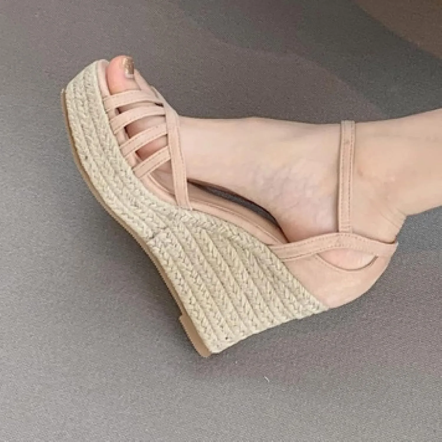 Women's Cute Lace up Wedge Sandals, Comfortable Ankle Lace up Platform Sandals, Casual Summer Canvas Shoes