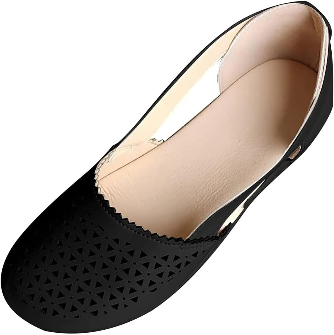 Womens Fusaro Shoes Leather Baotou Hollow Wedge Sandals Round Toe Platform Loafers Fashion Closed Toe Flat Sandal Lightweight Flat Sole Walking Shoes