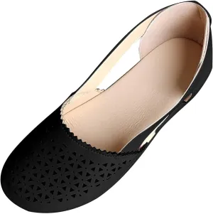 Womens Fusaro Shoes Leather Baotou Hollow Wedge Sandals Round Toe Platform Loafers Fashion Closed Toe Flat Sandal Lightweight Flat Sole Walking Shoes