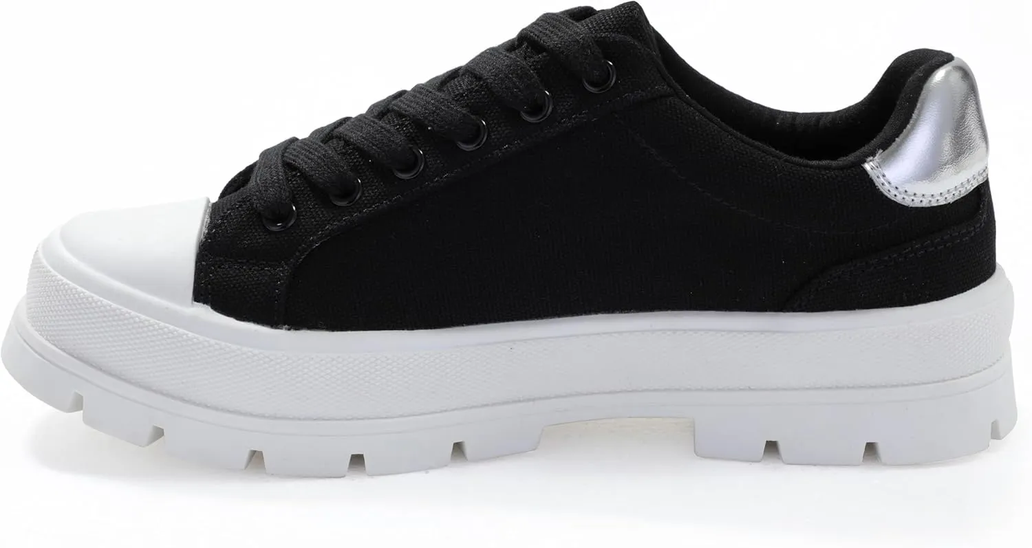 Women's Lace Up Sneaker, Classic Trendy Fashion Canvas Shoes 2305-2306-2307