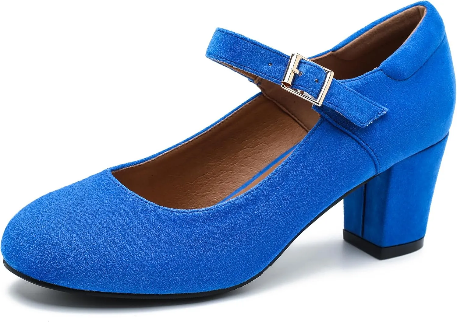 Women's Mary Jane Shoes Low Block Heel Ankle Strap Closed Round Toe Pumps Dress Wedding Office Work Church Shoes