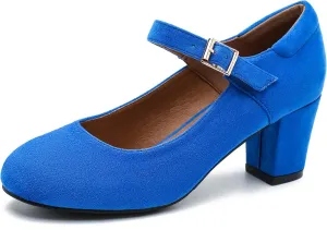 Women's Mary Jane Shoes Low Block Heel Ankle Strap Closed Round Toe Pumps Dress Wedding Office Work Church Shoes