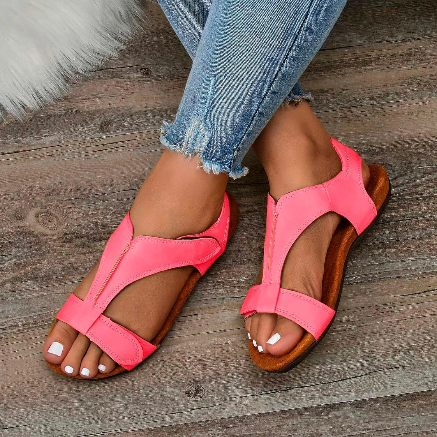 Women's Orthopedic Arch Support Sandals Summer Comfortable Walking Flat Beach Sandals Casual Dressy Mens Beach Flip Flops Size 9