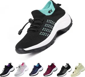 Womens Orthopedic Sneakers Breathable Walking Shoes with Arch Support Slip-on Trainers Orthotic Non Slip Sock Sneakers Comfortwear Ortho Stretch Cushion Shoes for Plantar Fasciitis