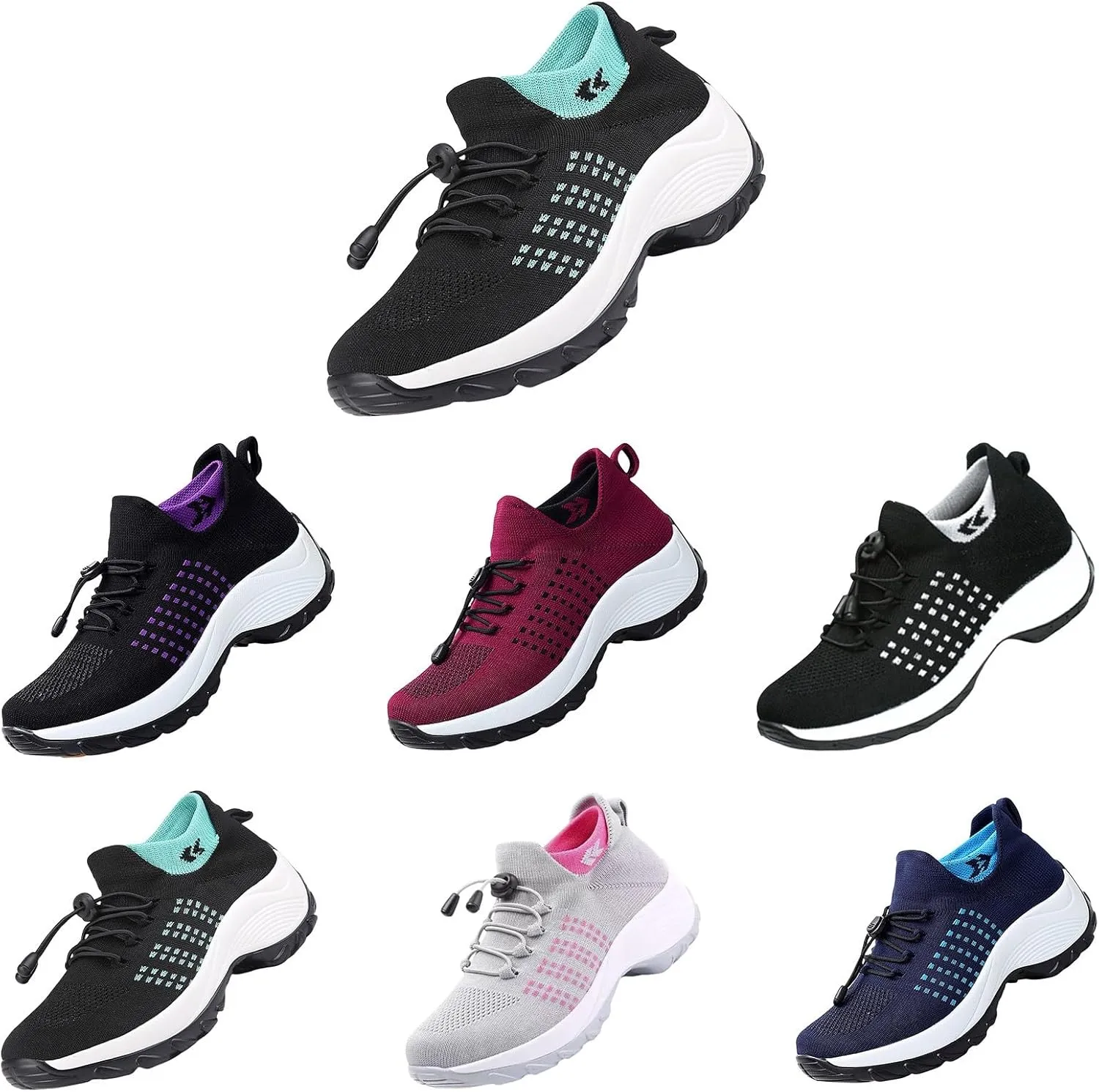 Womens Orthopedic Sneakers Breathable Walking Shoes with Arch Support Slip-on Trainers Orthotic Non Slip Sock Sneakers Comfortwear Ortho Stretch Cushion Shoes for Plantar Fasciitis
