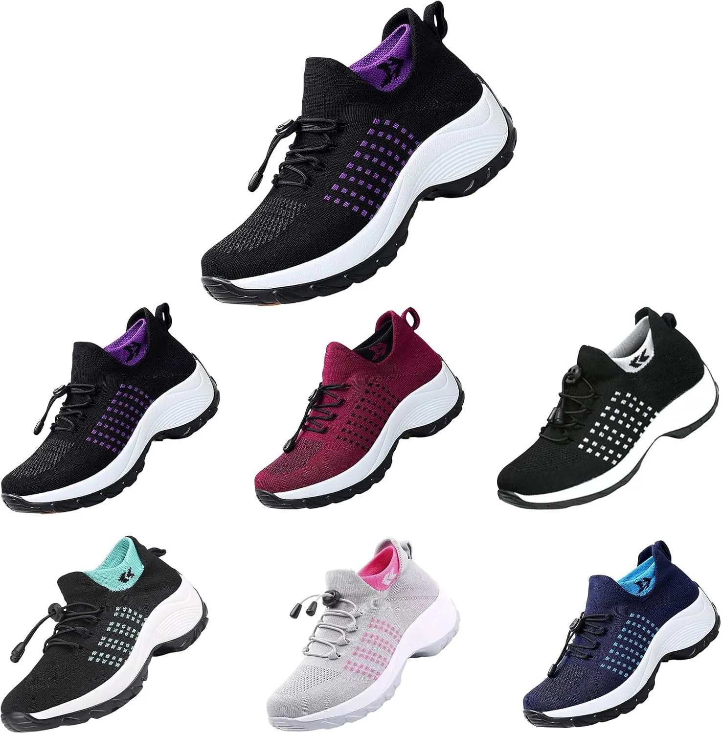 Womens Orthopedic Sneakers Breathable Walking Shoes with Arch Support Slip-on Trainers Orthotic Non Slip Sock Sneakers Comfortwear Ortho Stretch Cushion Shoes for Plantar Fasciitis