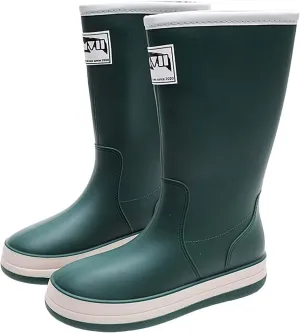 Womens Rain Boots Tall Waterproof Mens Grounded Footwear Booties with Heel Non Slip Work Barefoot Shoes Mid Calf Rain Boots for Women,Waterproof Garden Knee High Boots