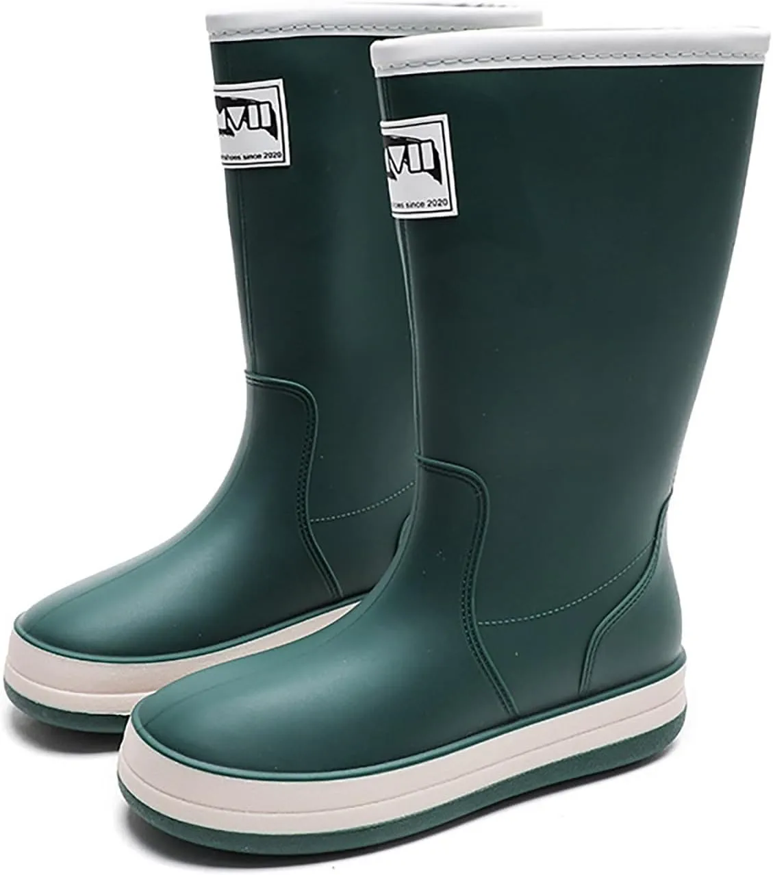 Womens Rain Boots Tall Waterproof Mens Grounded Footwear Booties with Heel Non Slip Work Barefoot Shoes Mid Calf Rain Boots for Women,Waterproof Garden Knee High Boots