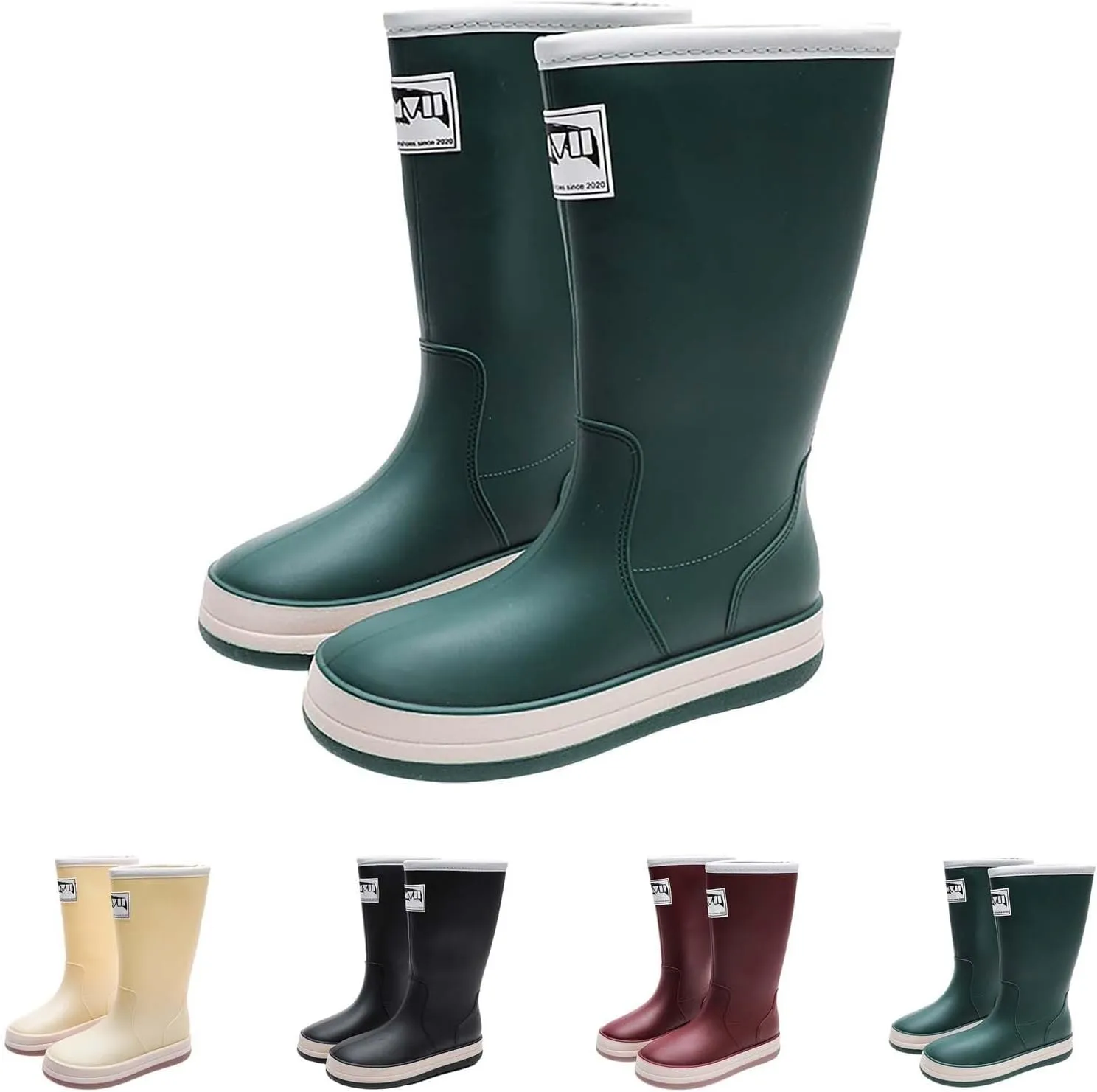 Womens Rain Boots Tall Waterproof Mens Grounded Footwear Booties with Heel Non Slip Work Barefoot Shoes Mid Calf Rain Boots for Women,Waterproof Garden Knee High Boots