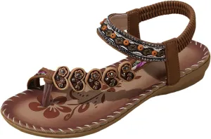 Womens Sandals 2025 Arch Support Summer Beach Sandals Comfort Walking Shoes Bohemian Flip Flops