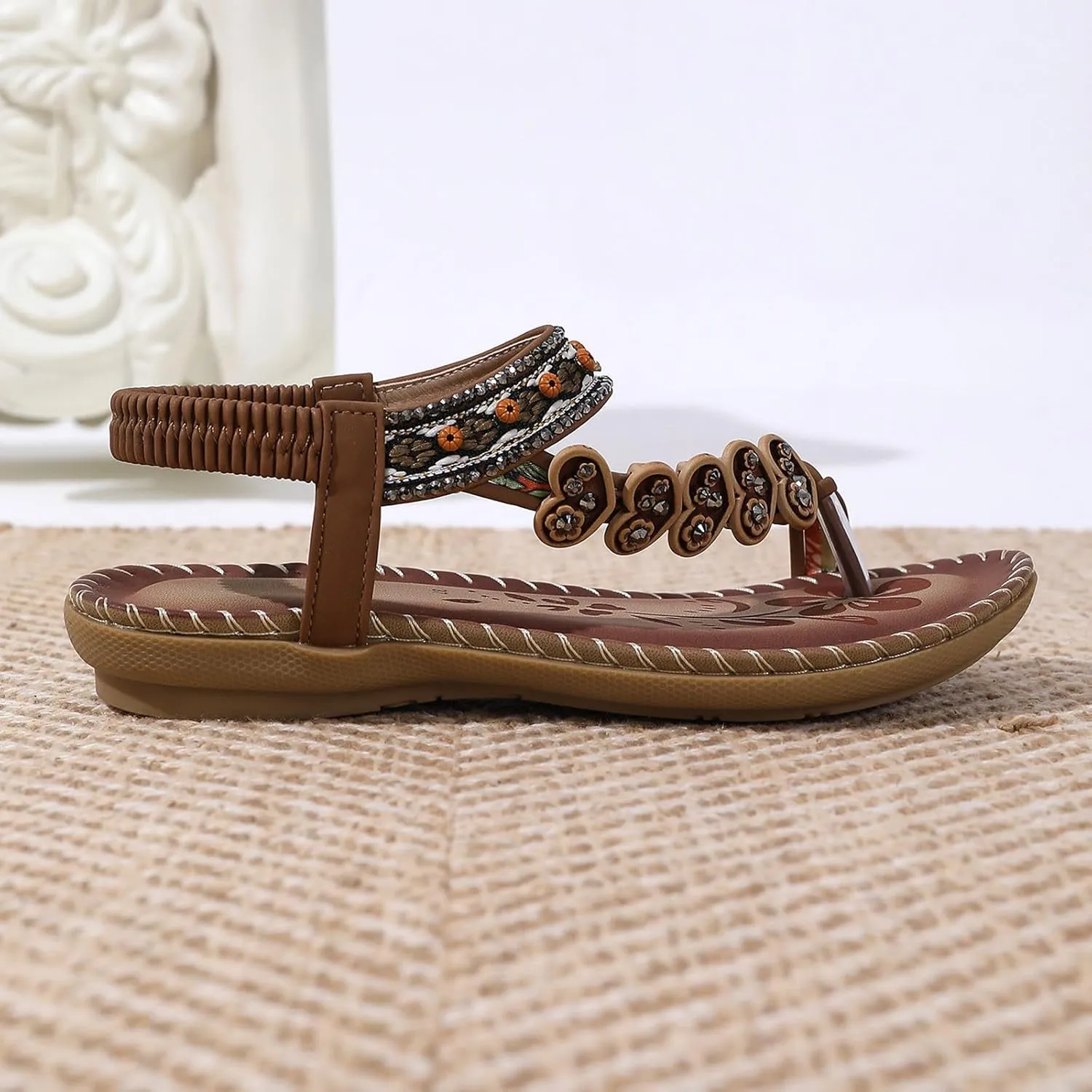 Womens Sandals 2025 Arch Support Summer Beach Sandals Comfort Walking Shoes Bohemian Flip Flops