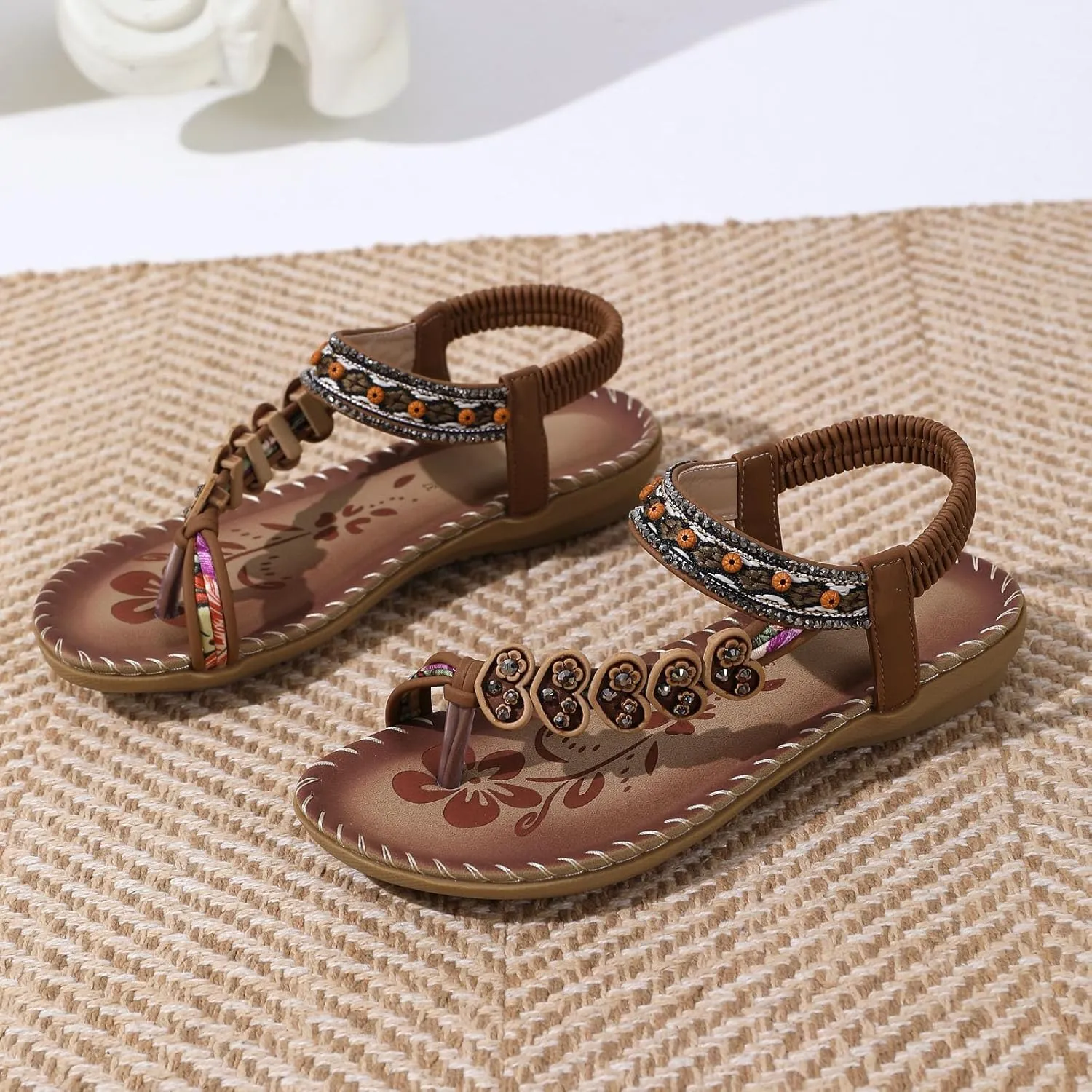 Womens Sandals 2025 Arch Support Summer Beach Sandals Comfort Walking Shoes Bohemian Flip Flops