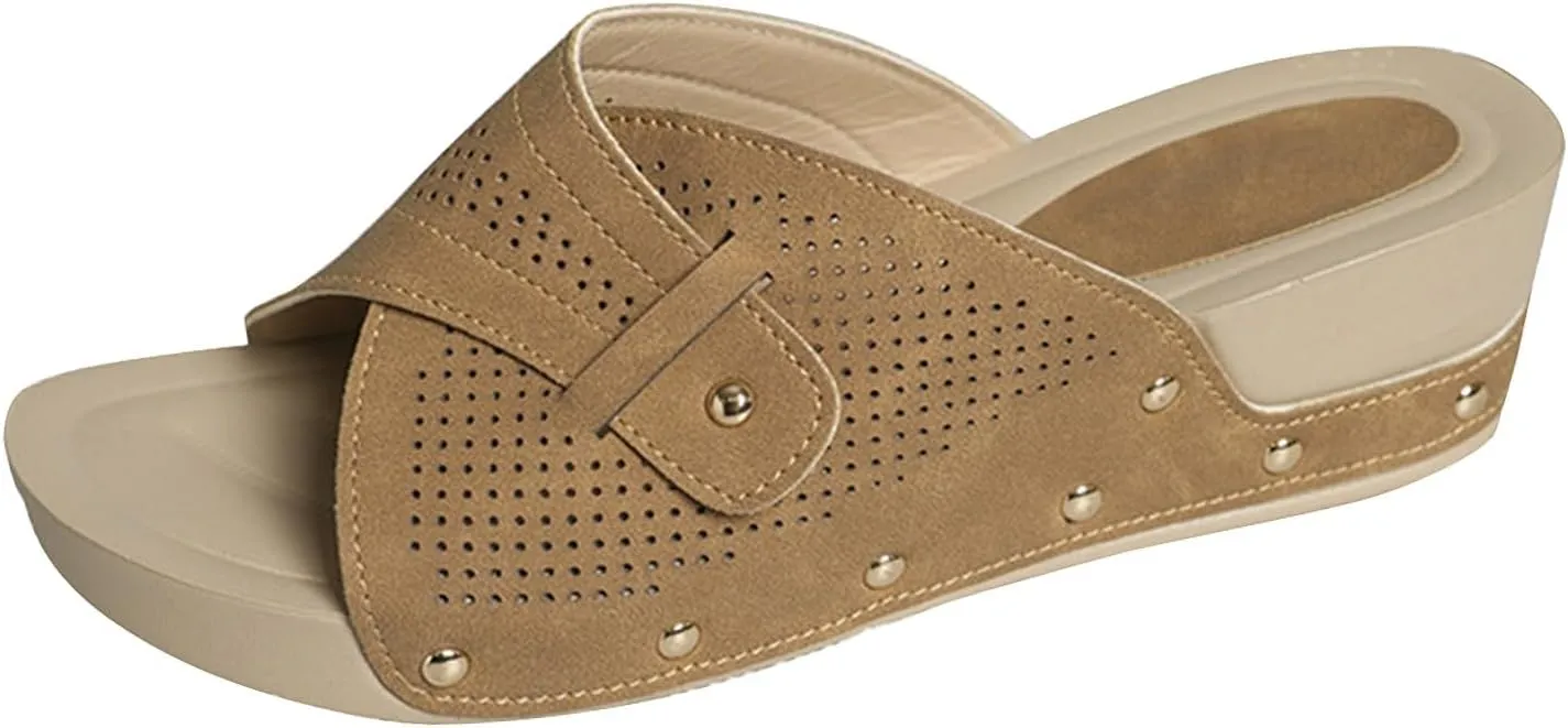 Womens Sandals Dressy Casual Fashion Walking Wedges Shoes Ladies Summer Open Toe Low Heel Wide Width Comfort Slipper