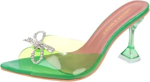 Womens Sandals Open Toe Clear Heels Rhinestones Slingback Wedding Shoes Pointed Toe High Heel Wedding Heels
