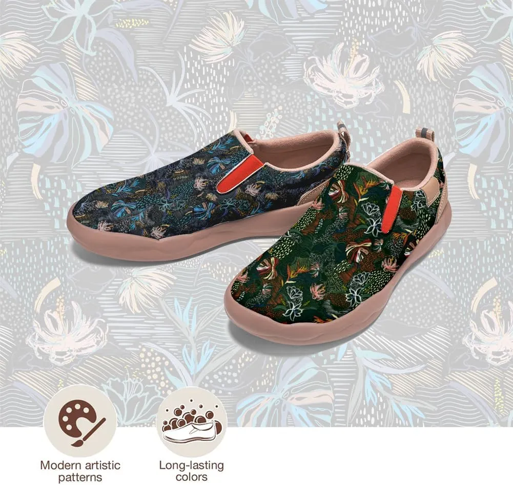 Women's Slip On Sneakers Casual Loafers Leather Art Painted Comfort Soft Walking Travel Shoes