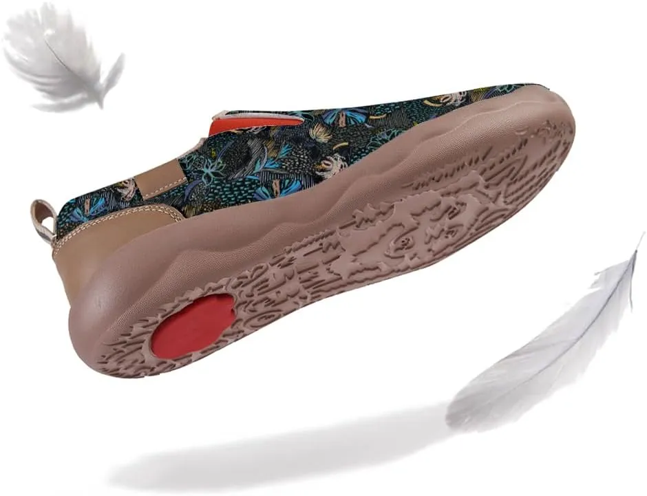 Women's Slip On Sneakers Casual Loafers Leather Art Painted Comfort Soft Walking Travel Shoes
