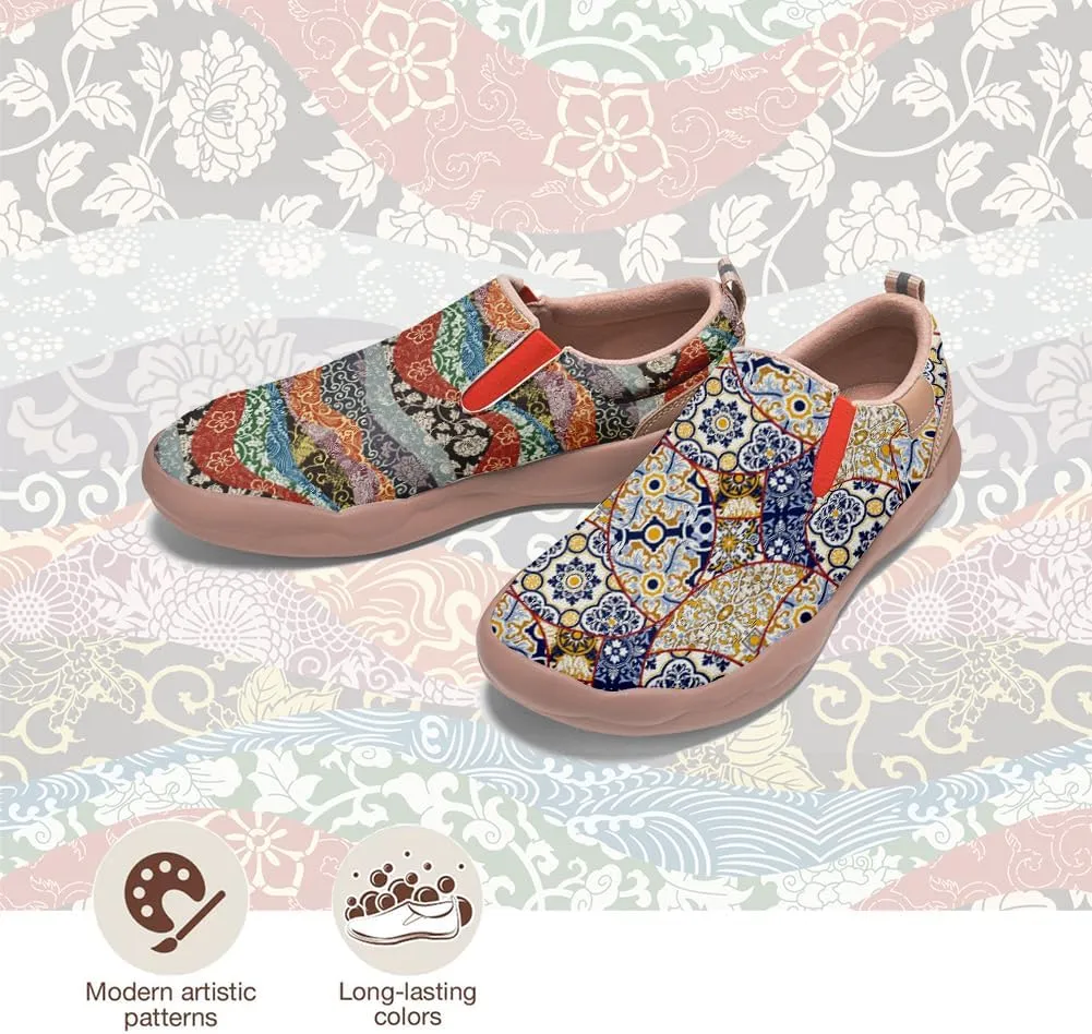 Women's Slip On Sneakers Casual Loafers Leather Art Painted Comfort Soft Walking Travel Shoes
