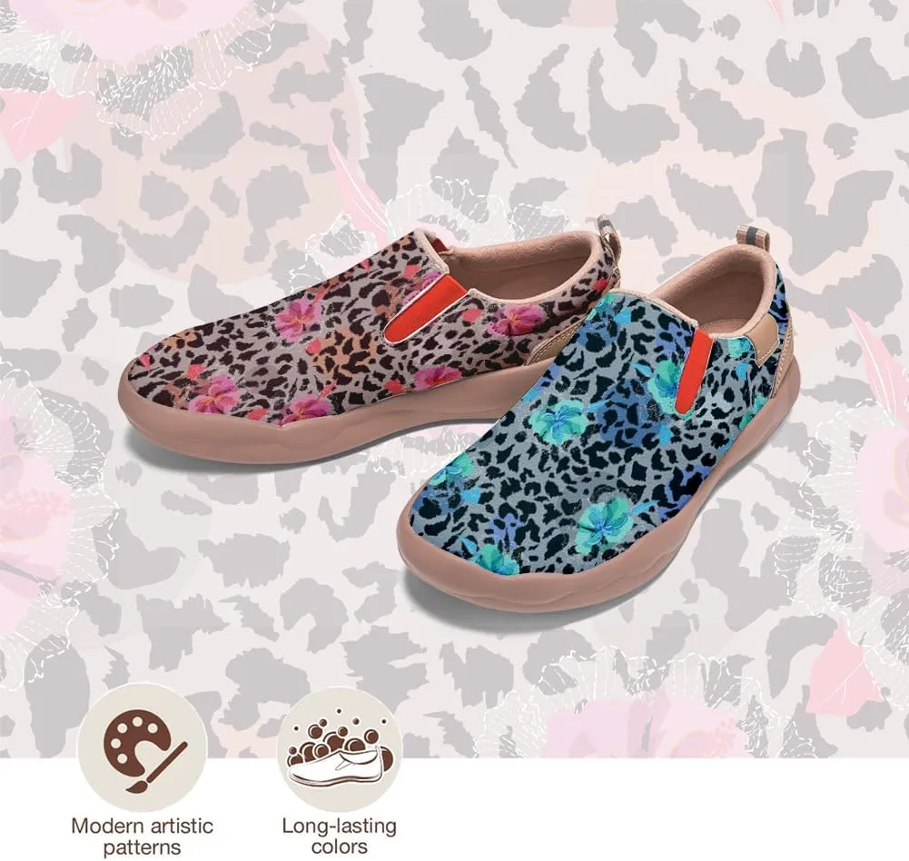 Women's Slip On Sneakers Casual Loafers Leather Art Painted Comfort Soft Walking Travel Shoes