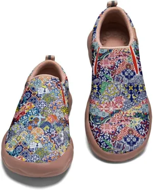 Women's Slip On Sneakers Casual Loafers Leather Art Painted Comfort Soft Walking Travel Shoes