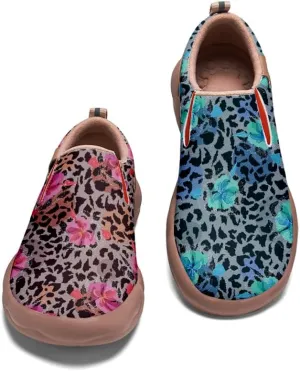 Women's Slip On Sneakers Casual Loafers Leather Art Painted Comfort Soft Walking Travel Shoes