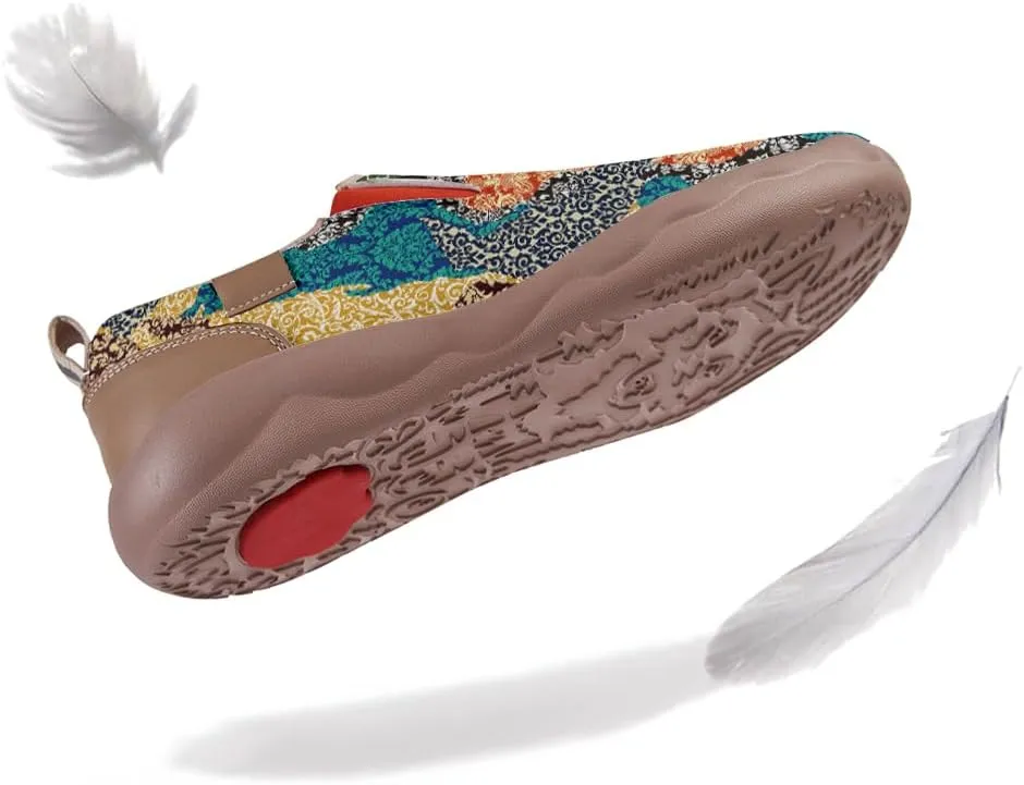 Women's Slip On Sneakers Casual Loafers Leather Art Painted Comfort Soft Walking Travel Shoes