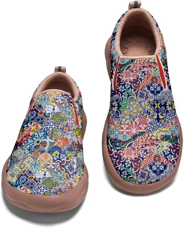 Women's Slip On Sneakers Casual Loafers Leather Art Painted Comfort Soft Walking Travel Shoes