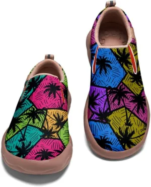 Women's Slip On Sneakers Casual Loafers Leather Art Painted Comfort Soft Walking Travel Shoes