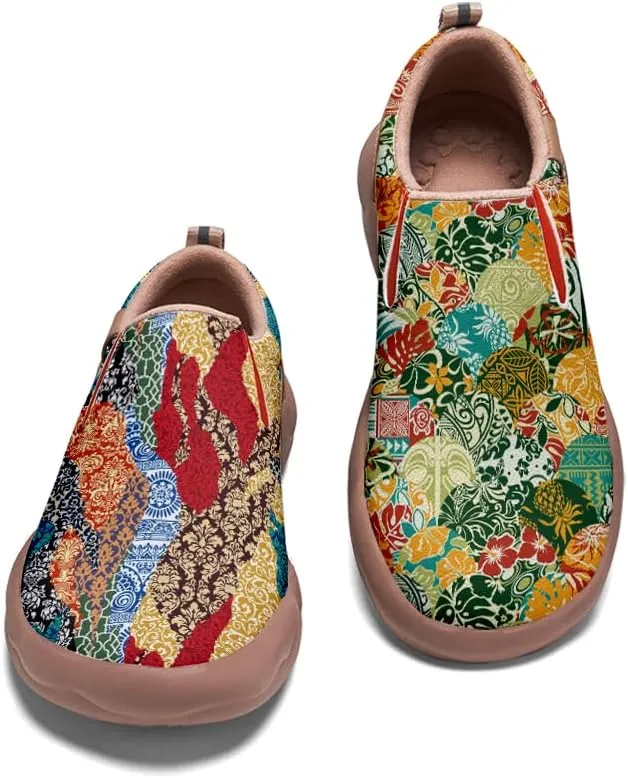Women's Slip On Sneakers Casual Loafers Leather Art Painted Comfort Soft Walking Travel Shoes