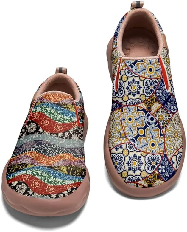 Women's Slip On Sneakers Casual Loafers Leather Art Painted Comfort Soft Walking Travel Shoes
