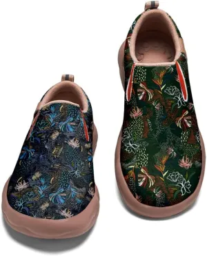 Women's Slip On Sneakers Casual Loafers Leather Art Painted Comfort Soft Walking Travel Shoes