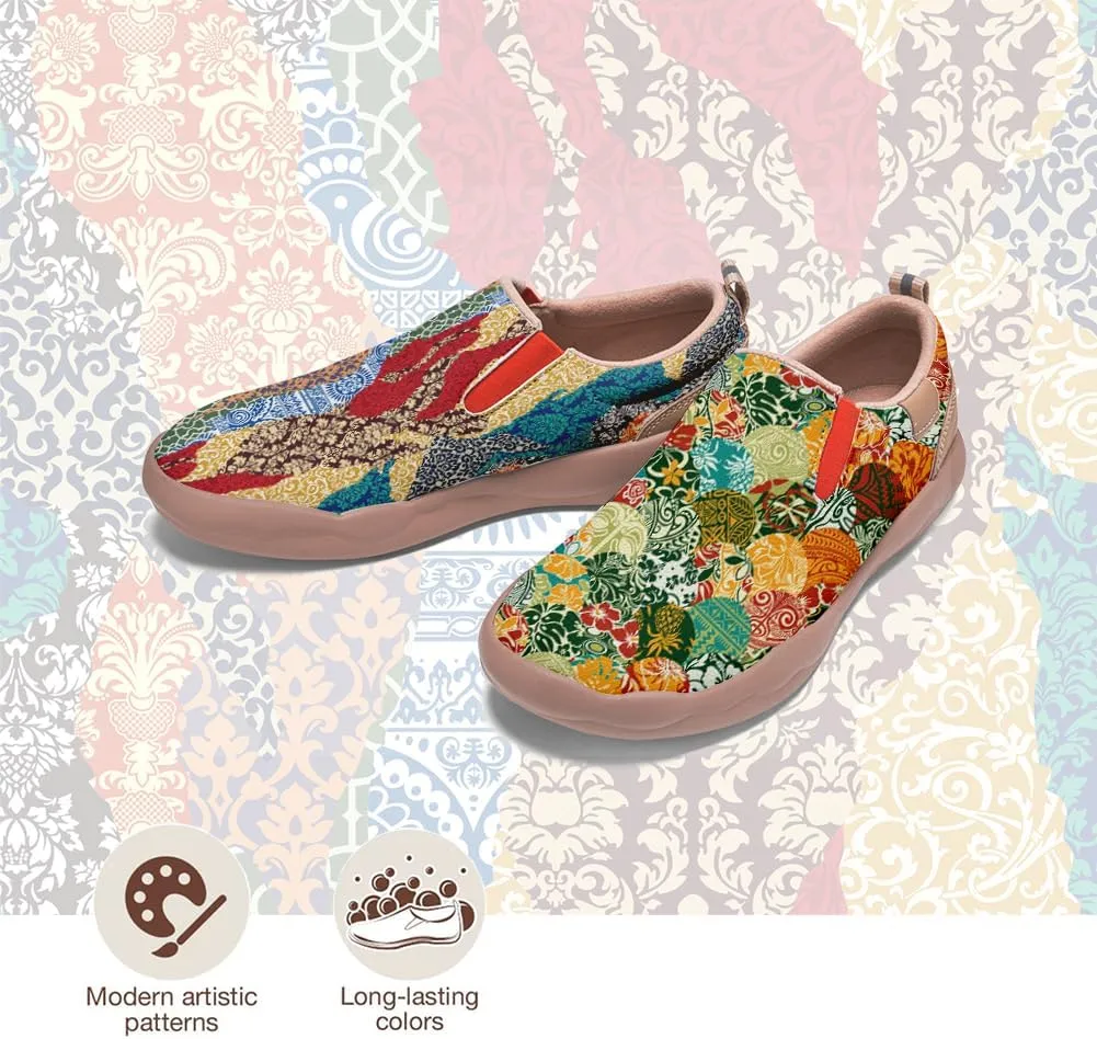 Women's Slip On Sneakers Casual Loafers Leather Art Painted Comfort Soft Walking Travel Shoes