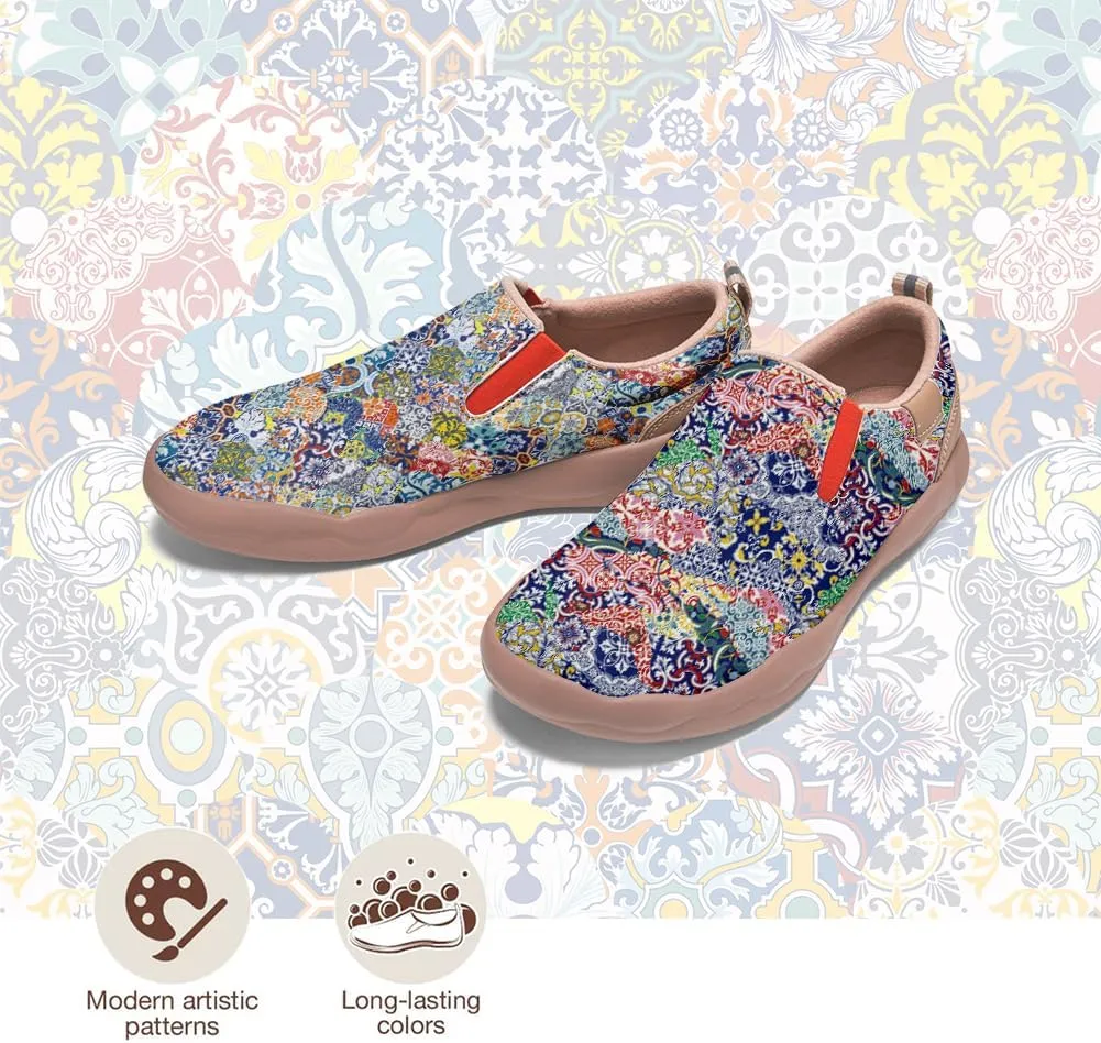 Women's Slip On Sneakers Casual Loafers Leather Art Painted Comfort Soft Walking Travel Shoes