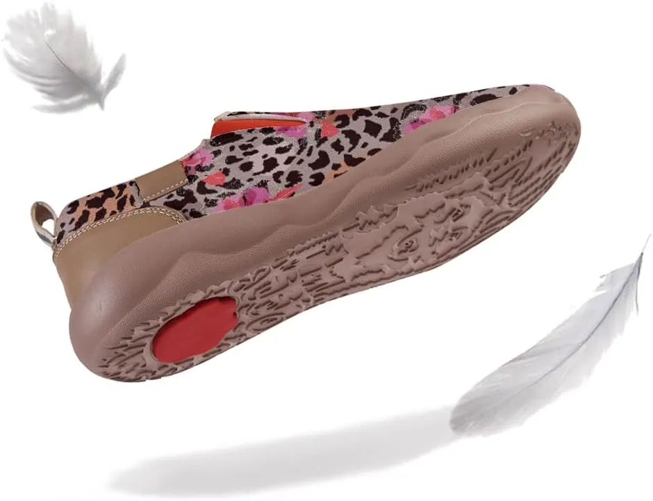 Women's Slip On Sneakers Casual Loafers Leather Art Painted Comfort Soft Walking Travel Shoes
