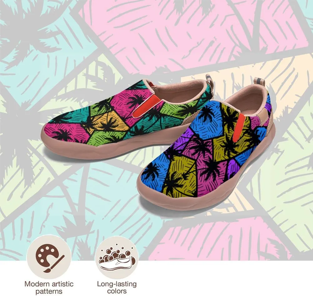 Women's Slip On Sneakers Casual Loafers Leather Art Painted Comfort Soft Walking Travel Shoes