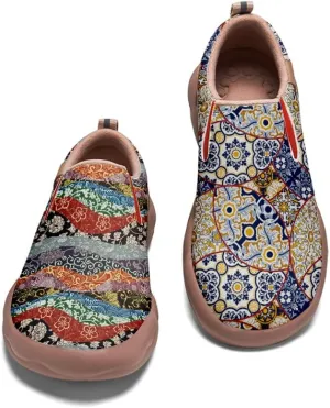 Women's Slip On Sneakers Casual Loafers Leather Art Painted Comfort Soft Walking Travel Shoes