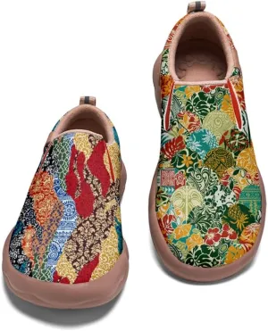 Women's Slip On Sneakers Casual Loafers Leather Art Painted Comfort Soft Walking Travel Shoes