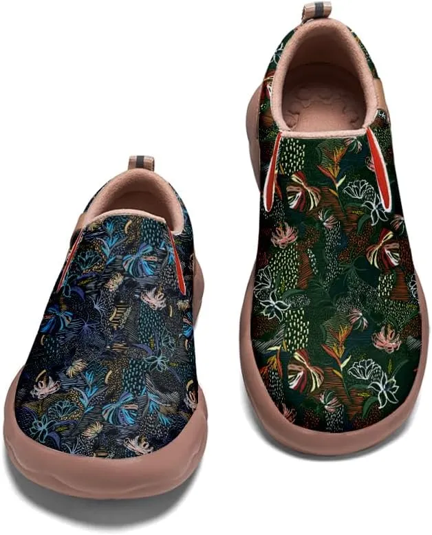 Women's Slip On Sneakers Casual Loafers Leather Art Painted Comfort Soft Walking Travel Shoes