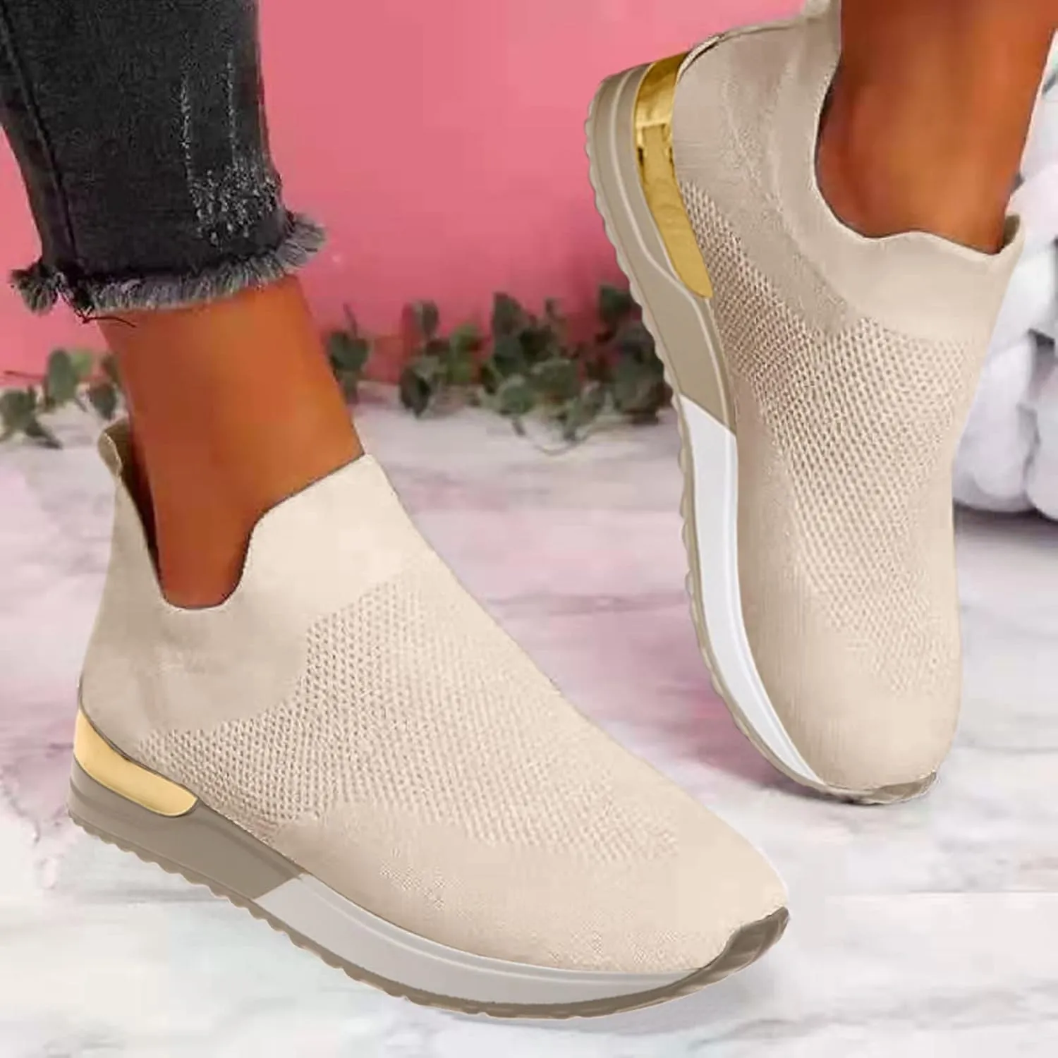 Women's Sneakers Wide Lightweight Work Slip Resistant Breathable Womens Slip On Walking Shoes Lightweight Casual Glitter Loafers Women Shoes Mens Leather Sneakers