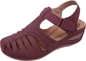 Womens Summer Sandals Casual Bohemia Gladiator Closed Toe Wedge Shoes Comfort Ankle Strap Slip On Platform Sandals