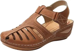 Womens Summer Sandals Casual Bohemia Gladiator Closed Toe Wedge Shoes Comfort Ankle Strap Slip On Platform Sandals